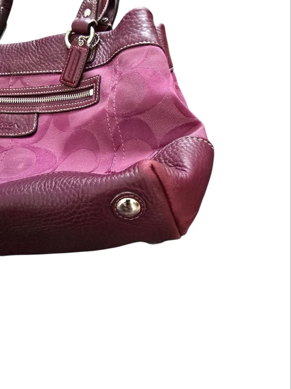 Coach Penelope Magenta Shoulder Signature Canvas Tote Bag 14422 - Picture 5 of 12